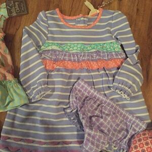 Matilda Jane Baby Girl Under Blue Skies Dress And Bloomers 6-12 Months EUC